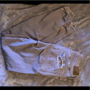 Ripped grey skinny American eagle jeans